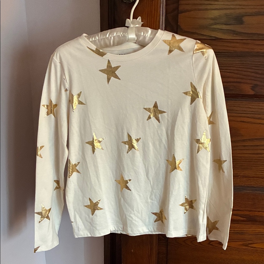 Old Navy Cream Long-Sleeve Tee with Gold Star Print